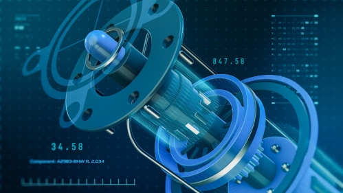 Cad futuristic interface, computer aided design concept, mechanical prototype project, engineering computer drawing close-up view (3d render)