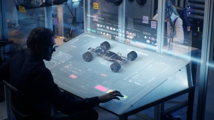 Professional engineer developing modern car design.