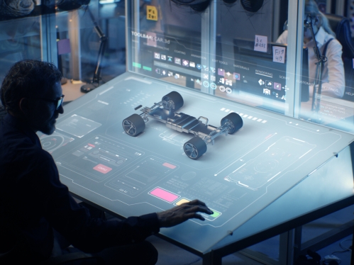 Professional engineer developing modern car design.