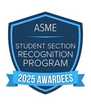 ASME Student Section Recognition Program 2025 Awardee in a crest with white text an blue background