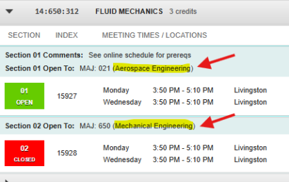 screenshot of the registration screen for Fluid Mechanics class 