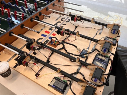 black wires on brown wood board